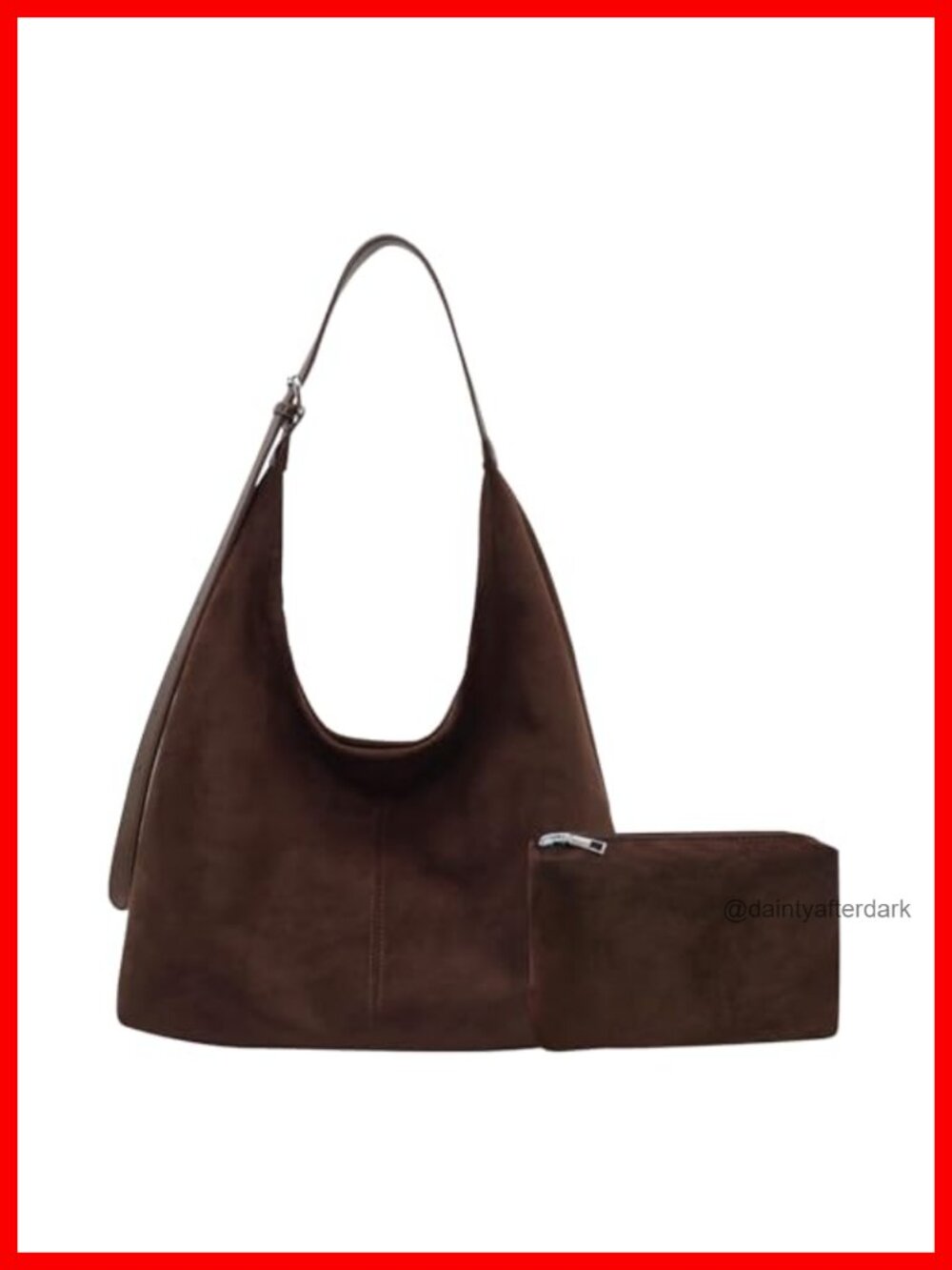 Faux Suede Hobo Bag Slouchy Tote Crossbody Shoulder Purse